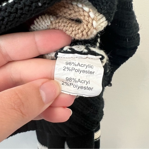 Grace Karin Black Maroon & Tan Cardigan Sweater - Picture 4 of 4